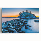 Black and white photograph of British Columbia landscape on large stretched canvas, ideal for kitchen art.