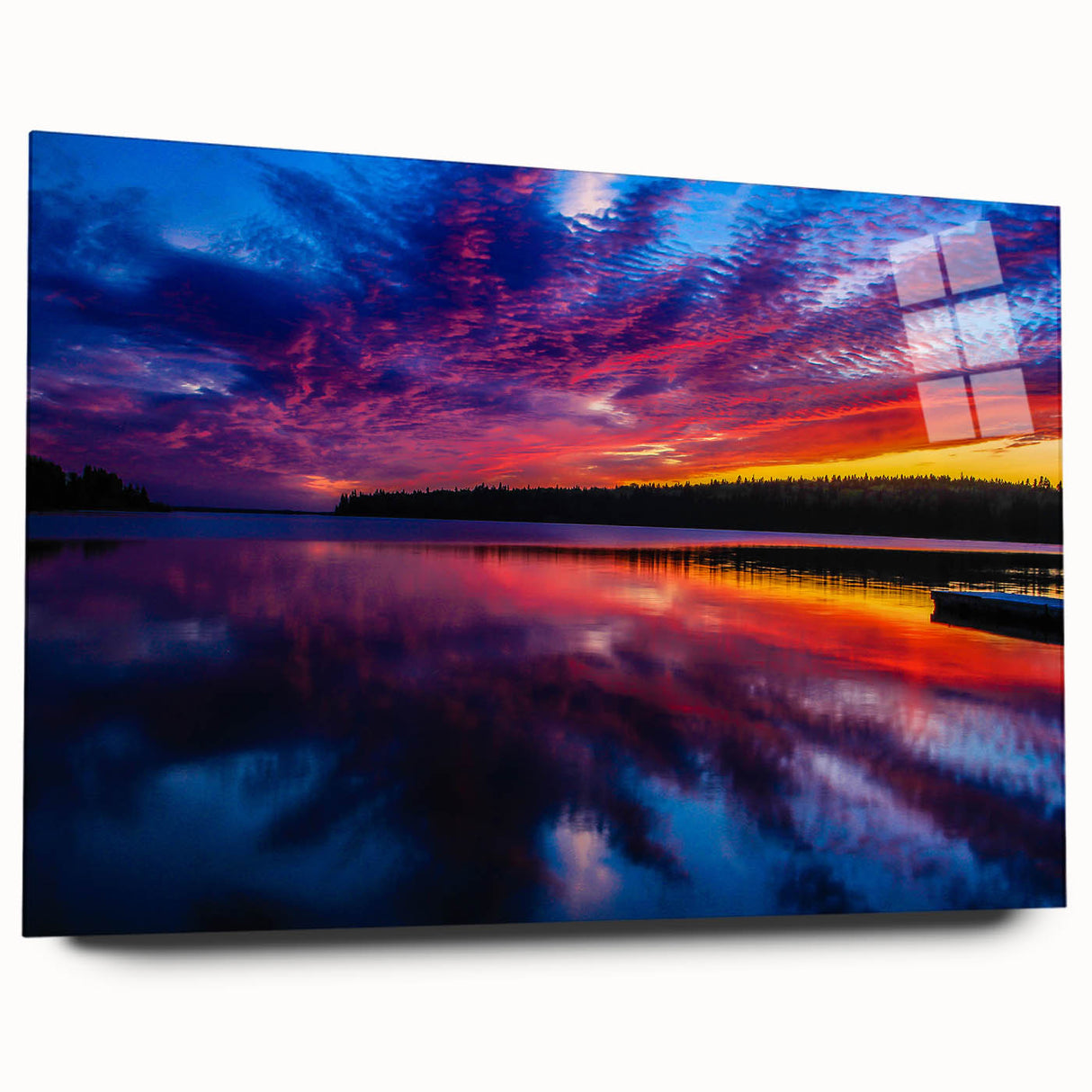 Acrylic print of a large abstract depiction of Manitoba scenery in muted earth tones, ideal for bedroom or dining room art.