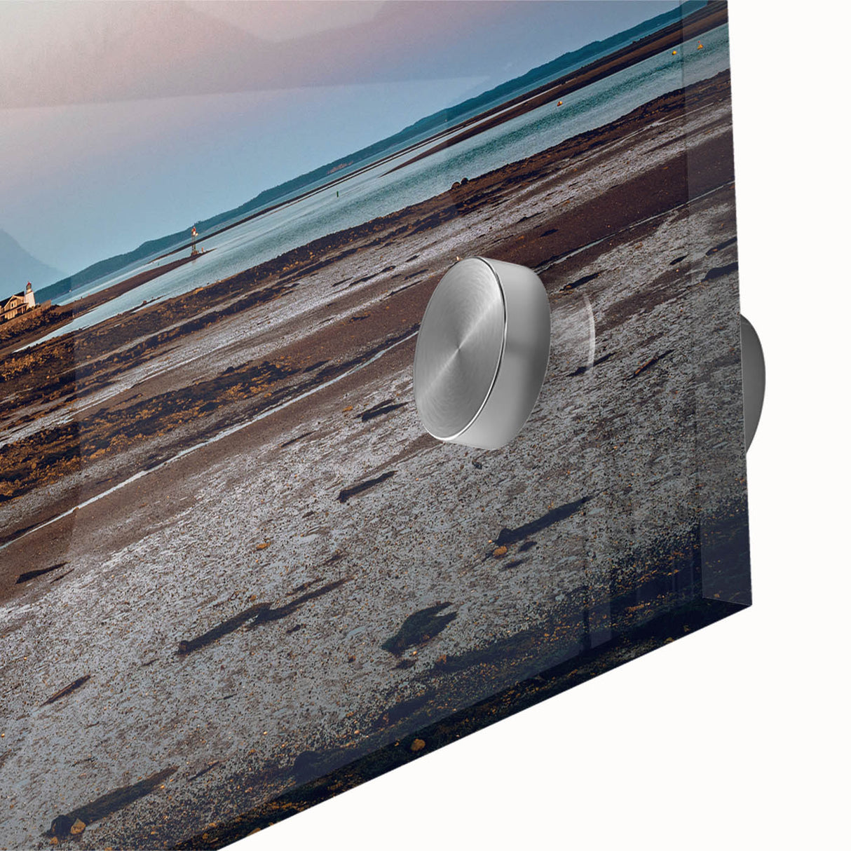 Large abstract wall art depicting New Brunswick scenery in muted earth tones on acrylic glass.