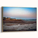 Framed canvas depicting a vintage-style landscape of New Brunswick in muted gold and black tones, ideal for bedroom wall art.