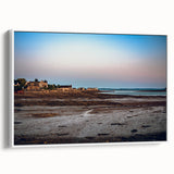 Vintage poster art of New Brunswick scenery on a large framed canvas with vibrant colors, ideal for living room decor.