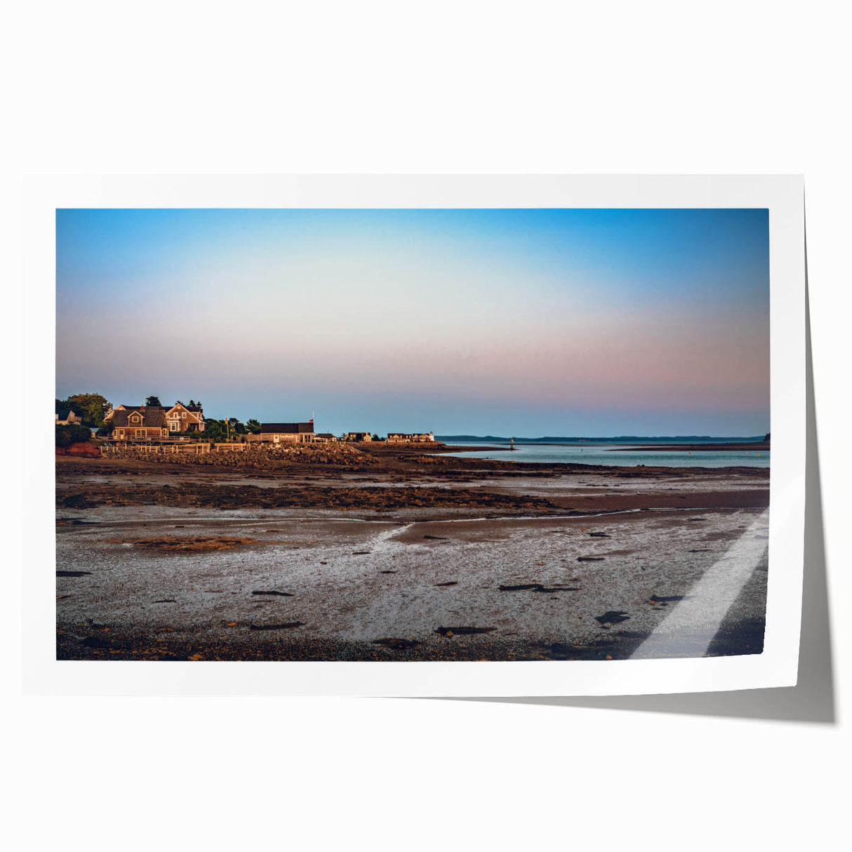 Scenic New Brunswick landscape on a rolled print, featuring vibrant green and blue tones, ideal for art wall dining room.