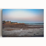 Black and white stretched canvas featuring a serene New Brunswick landscape, ideal for kitchen wall art.