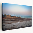Large stretched canvas featuring a serene New Brunswick landscape in muted green and blue tones, ideal for kitchen wall art.
