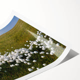 Extra large wall art featuring line art flowers in muted earth tones on a rolled print, ideal for large living room decor.