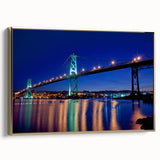 Framed canvas of a vintage Nova Scotia landscape in black and gold tones, ideal for bedroom wall art.