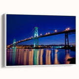 Vintage poster art of Nova Scotia scenery on a framed canvas, featuring colorful art in a black frame.