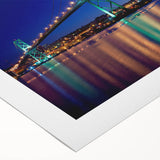 Art deco poster featuring a serene Nova Scotia landscape in muted green and blue tones on rolled canvas.