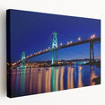 Scenic Nova Scotia landscape on stretched canvas, featuring muted green and blue tones, suitable for kitchen wall art.