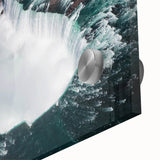 Large abstract wall art depicting Ontario scenery in mid-century modernist style on acrylic glass, ideal for dining room art.