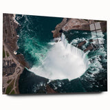 Large abstract wall art of Ontario scenery in muted earth tones on acrylic glass, suitable for bedroom or dining room decor.