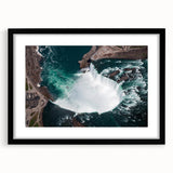 Extra large abstract art print depicting a colorful, textured Canadian Ontario landscape in a black frame.