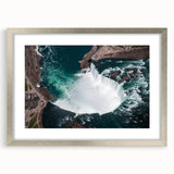 Textured abstract art print of Ontario scenery in muted earth tones, framed in silver, ideal for bedroom decor.