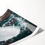 Extra large rolled print featuring line art flowers in monochrome, ideal for large living room wall art.