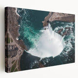 Scenic Ontario landscape on a large stretched canvas, featuring serene blue and green tones, ideal for kitchen wall art.