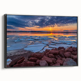Black and white framed canvas featuring a vintage-style landscape of Prince Edward Island, ideal for bedroom wall decor.