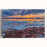 Black and white photograph of Prince Edward Island scenery on stretched canvas, suitable as large kitchen wall art.