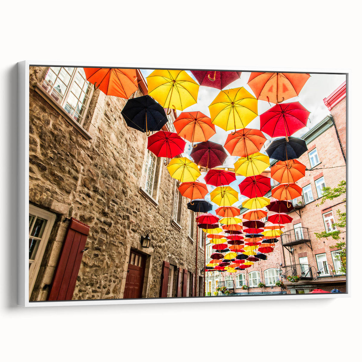 Framed canvas of vintage poster art depicting a colorful Quebec scenery, ideal for extra large wall art in living rooms.