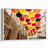 Framed canvas of vintage poster art depicting a colorful Quebec scenery, ideal for extra large wall art in living rooms.