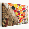 Scenic Quebec landscape on stretched canvas with vivid green and blue tones, suitable for kitchen wall art.