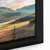 Extra large framed canvas of a textured black wall art depicting colorful Saskatchewan scenery, ideal for living room decor.