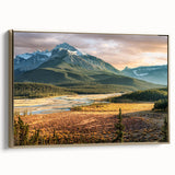 Framed canvas wall art featuring a vintage-style landscape of Saskatchewan, with muted earth tones, ideal for bedroom decor.