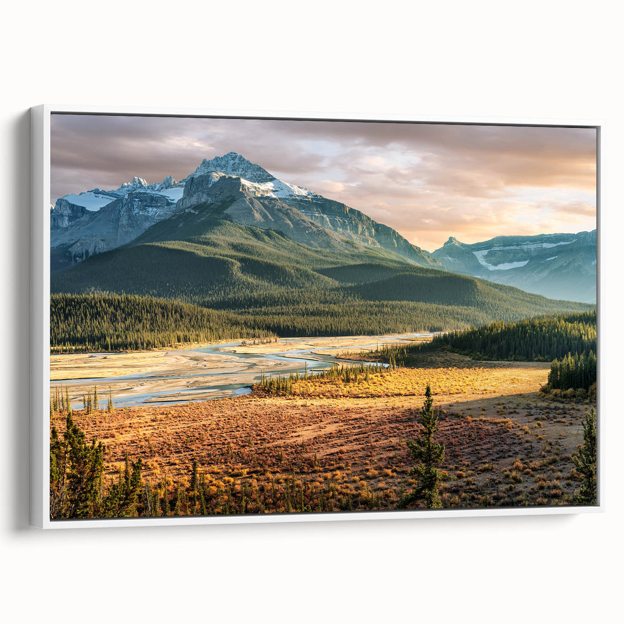 Vintage poster art of Saskatchewan scenery on framed canvas, featuring vibrant colorful art, ideal for living room decor.