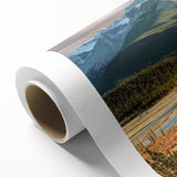 Art deco poster of Saskatchewan scenery in pastel shades on rolled canvas, ideal for nursery wall art.