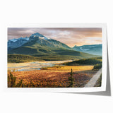 Rolled print of a Saskatchewan landscape with muted earth tones, ideal for art wall dining room.