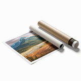 Extra large rolled print of Saskatchewan scenery, featuring soft floral elements and muted green tones.