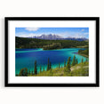 Abstract art print of a vibrant Yukon scenery on a textured, extra large canvas, framed in black.