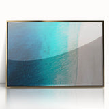 Art deco poster depicting a Caribbean beach scene in pastel shades on a framed acrylic, ideal for nursery wall art.