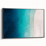 Black and white landscape art painting of the Caribbean Bahamas on a framed canvas, suitable for bedroom decor.