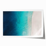 Extra large rolled print of a Caribbean beach scene with vibrant blues and greens, ideal for dining room wall art.