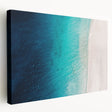 Caribbean beach scene on stretched canvas with vibrant blue and turquoise tones, ideal for kitchen wall art.
