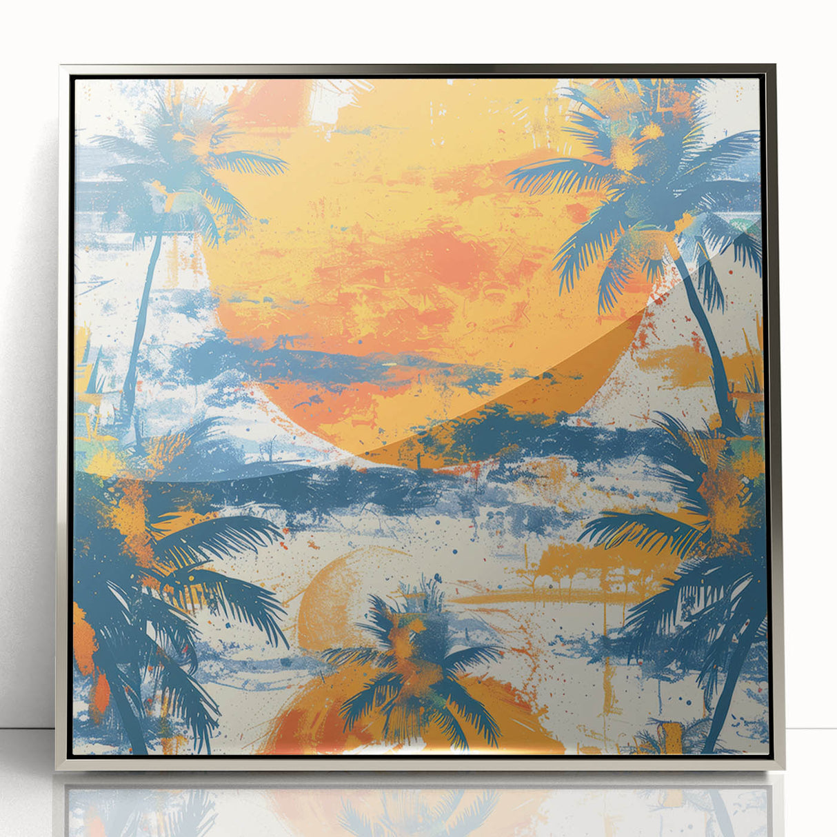 Framed acrylic print of a serene Caribbean scene in pastel shades, ideal for modern art wall decor.