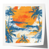 Extra large rolled print of a Caribbean scenery with vibrant blue and green tones, ideal for art wall dining room.