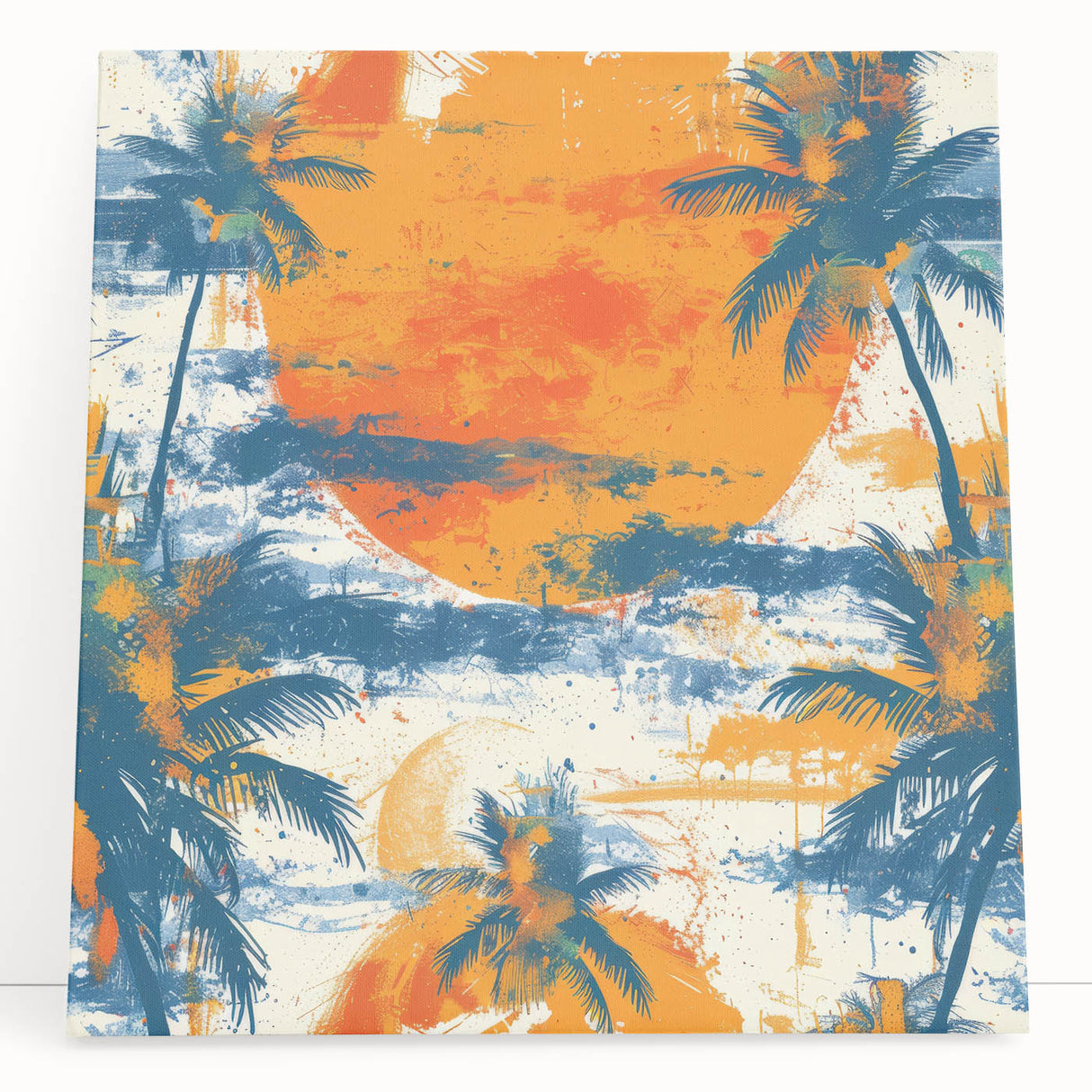Large black and white photo of Caribbean scenery on stretched canvas, ideal for kitchen wall art.