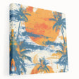 Caribbean beach scene on stretched canvas, featuring vibrant blue and aqua tones, ideal for kitchen wall art.