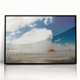 Large abstract wall art featuring a Caribbean Cuba scenery in vibrant colors on a black framed acrylic.