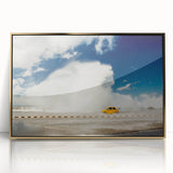 Art deco poster of a Caribbean Cuba scenery in gold framed acrylic, ideal for modern art wall decor in a nursery.