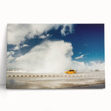 Black and white stretched canvas featuring a vintage Caribbean street scene, ideal for kitchen wall art.