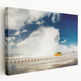 Caribbean Cuban landscape on large stretched canvas, featuring vivid blue and green tones, ideal for kitchen wall art.