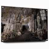 Large abstract wall art featuring a Caribbean scenery in vibrant blue and green tones on acrylic glass.