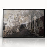 Large abstract wall art featuring a Caribbean scenery in vibrant blue and green tones on a framed acrylic.