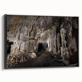 Black and white framed canvas depicting a vintage poster-style Caribbean landscape, ideal for bedroom wall art.