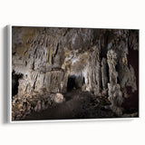 Framed canvas featuring a vintage-style landscape painting of the Caribbean with vibrant, colorful art on a black background.