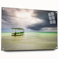 Acrylic print of a Caribbean seascape with vibrant blue and turquoise tones, ideal for dining room decor.