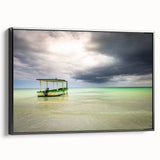 Black and white framed canvas featuring a vintage Jamaican landscape, ideal for bedroom wall decor.