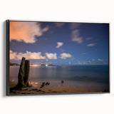 Black and white framed canvas of a vintage Martinique landscape, ideal for bedroom wall decor.